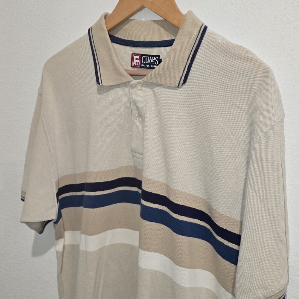 Vintage Chaps Ralph Lauren Men’s Large Beige Polo